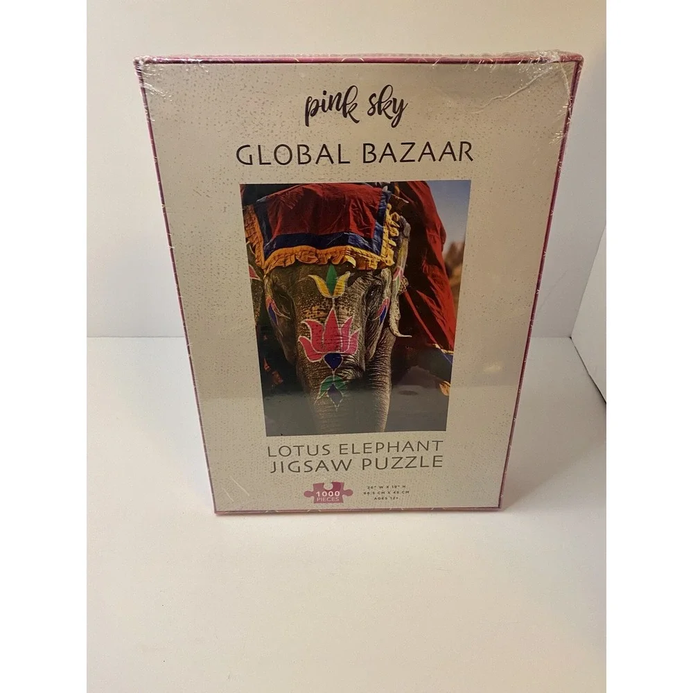 Pink Sky 1000 Piece Jigsaw Puzzle Global Bazaar Lotus Elephant‎ Sealed New
